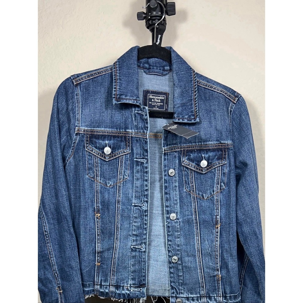 New Abercrombie & Fitch Women's Blue Denim Jacket Size Small Button Front